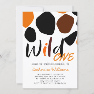 Wild One Animal Pattern Birthday Party Invitation