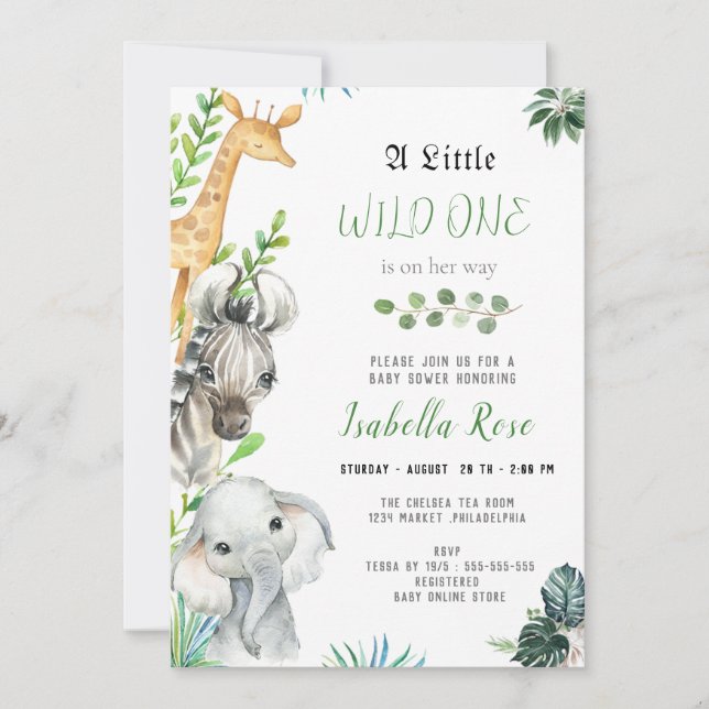 Wild One  Animals Boy Baby Shower Invitation (Front)