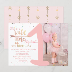 Wild One,Arrows,Dream Catcher Your Photo Birthday Invitation