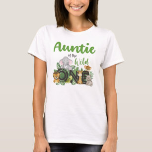 Wild One Auntie Jungle Safari Birthday family T-Shirt