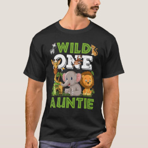 Wild One Auntie Zoo Birthday Safari Jungle Animals T-Shirt