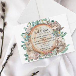 Wild One Australian Animal Cute Baby Shower Invitation