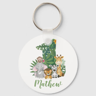 Wild One Baby 1st Birthday Jungle Safari Key Ring