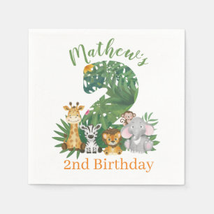 Wild One Baby 1st Birthday Jungle Safari Napkins