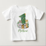 Wild One Baby 1st Birthday Jungle Safari T-shirt<br><div class="desc">Personalised Wild One Boy or Girl First Birthday Jungle Safari Tropical Animals Cute Baby T-Shirt. Lion,  Giraffe,  Elephant,  Hippo,  Tiger.</div>