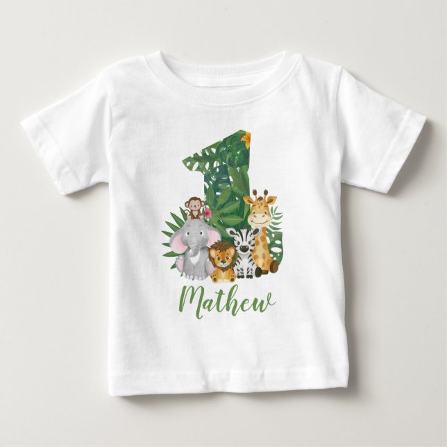 Wild One Baby 1st Birthday Jungle Safari T-shirt (Front)