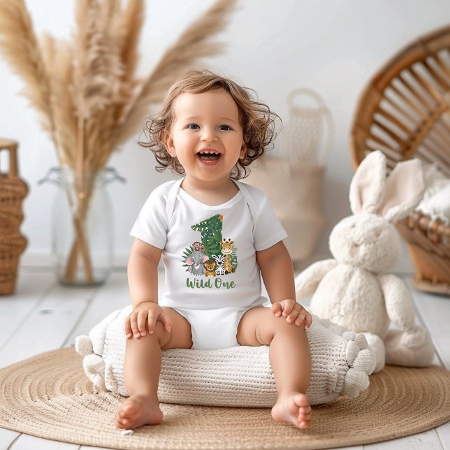 Wild One Baby 1st Birthday Jungle Safari T-shirt Bodysuit (Creator Uploaded)
