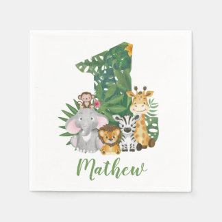 Wild One Baby 1st Birthday Jungle Safari T-shirt Napkin