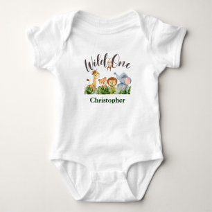Wild One Baby Animals Babies 1st Birthday Gift Bodysuit