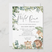 Wild One Baby Animals Baby Shower Invitation