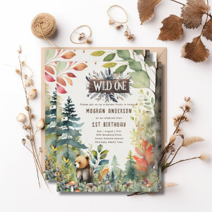 Wild One Baby Bear Woodland Animals 1st Birthday