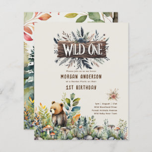 Wild One Baby Bear Woodland Animals Rustic