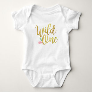 Wild one Baby birthday Girl bodysuit Gold shirt