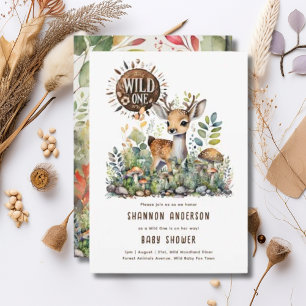 Wild One Baby Deer Woodland Animals Rustic Invitation