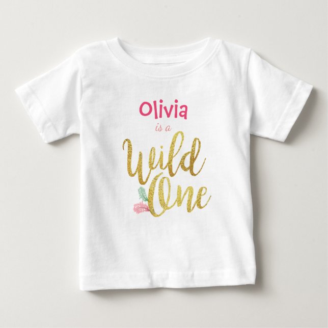 Wild one Baby First birthday Girl bodysuit T-Shirt (Front)
