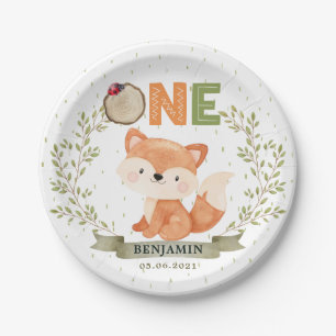 Wild One Baby Fox 1st Birthday Paper Plate