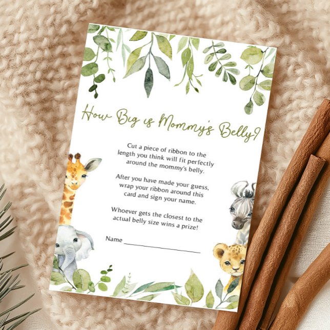 Wild One Baby Shower How Big is Mommys Belly Game (Wild One Safari Baby Shower Game)