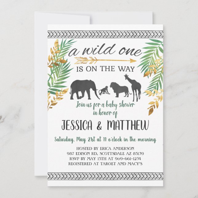 Wild One Baby Shower Invitation Announcement (Front)