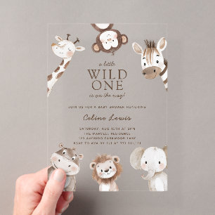 Wild One Baby Shower Safari Theme Acrylic Invitations