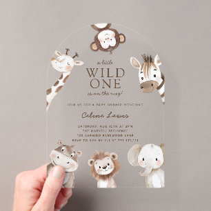 Wild One Baby Shower Safari Theme Arch Acrylic Invitations