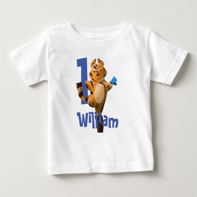 Wild One Baby Tiger 1st Birthday Buffalo Plaid  T-Shirt (Front)