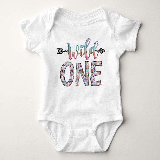 Wild One Baby's First Birthday Baby Bodysuit (Front)