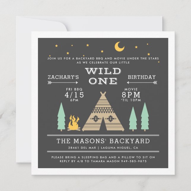 Wild One | Backyard BBQ & Movie Birthday Invitation (Front)