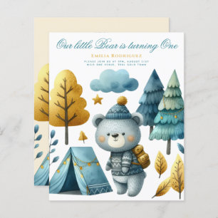 Wild One Bear 1st Birthday (or EDIT AGE) Teal Gold