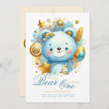 Wild One Bear 1st Birthday (or EDIT AGE) Teal Gold