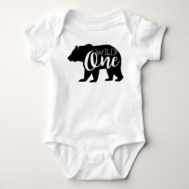 Wild One Bear | First Birthday Party Baby Bodysuit (Front)