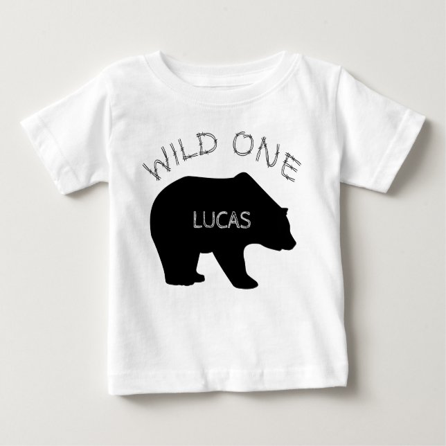 Wild One Bear Woodland 1st Birthday Baby T-Shirt (Front)