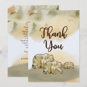 Wild One Bears Woodland Baby Shower Thank You