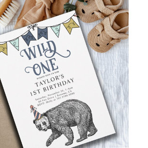 Wild One Birthday   1st Birthday Invitation