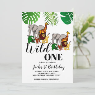 Wild One Birthday 1st birthday Jungle Safari  Invi Invitation