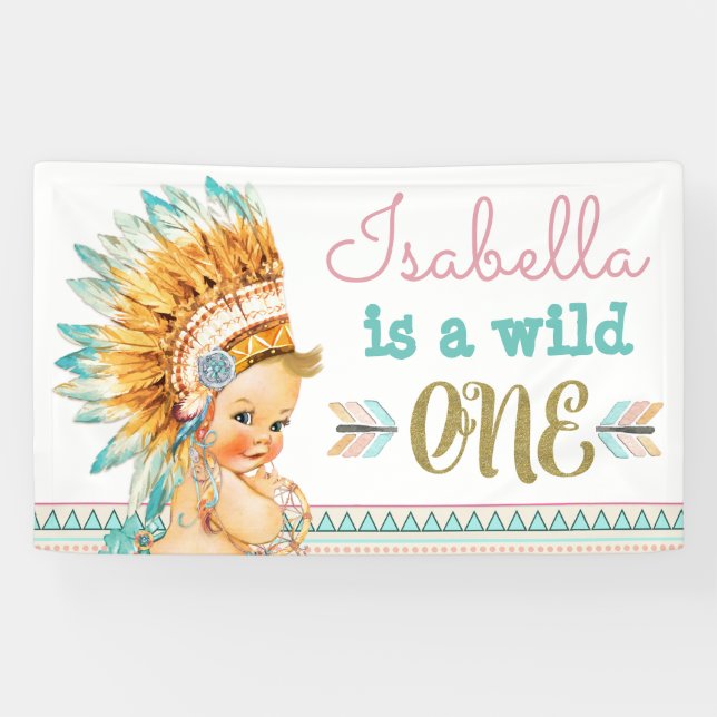 Wild One Birthday Banner Tribal 1st Birthday (Horizontal)