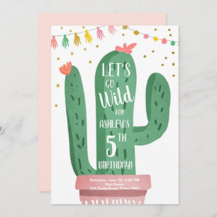 Wild One Birthday Cactus Fiesta Let's Go Wild Invitation