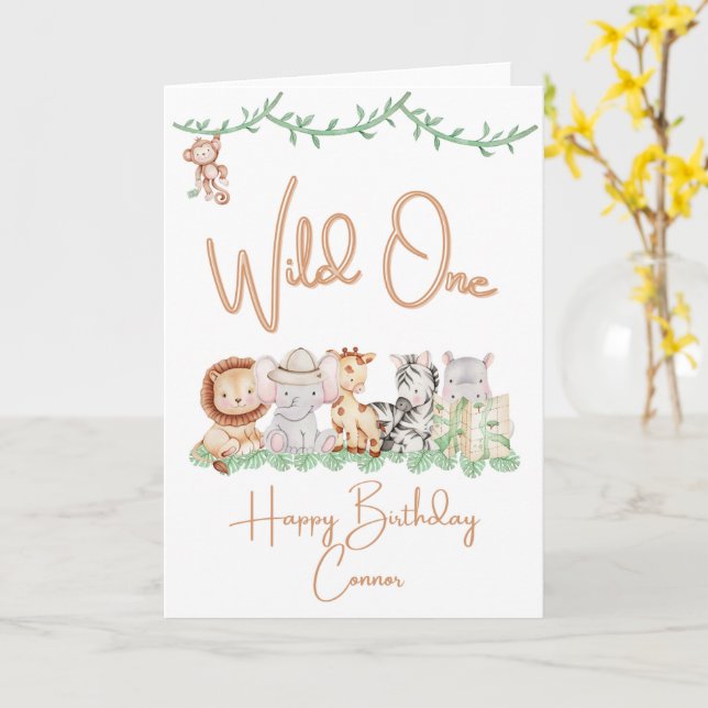 Wild One Birthday Card | 1st Birthday (Yellow Flower)
