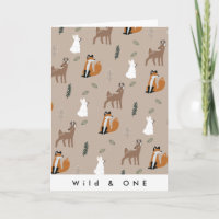 Wild One Birthday Forest Animals Pattern Brown