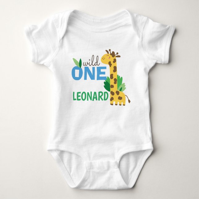 Wild One Birthday Giraffe Baby Shirt (Front)