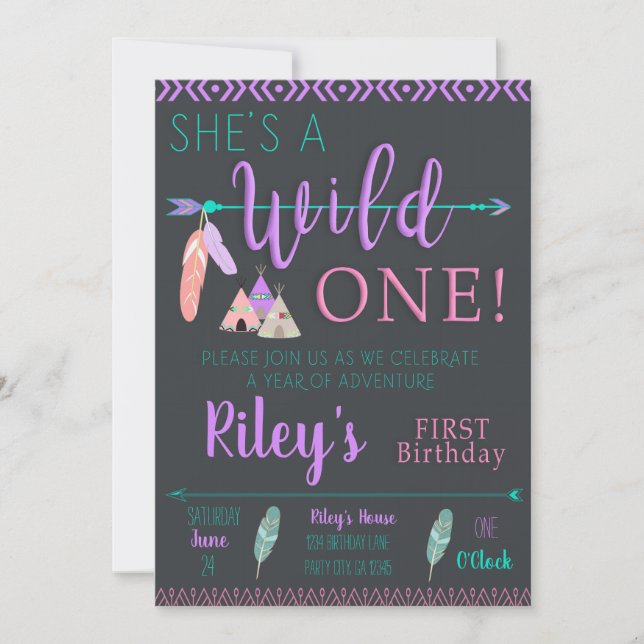 Wild One Birthday Invitation (Front)