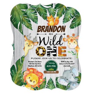 Wild One birthday invitation. Boy jungle safari Invitation