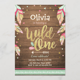 Wild One birthday invitation First birthday Girl