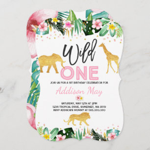 Wild One Birthday Invitation Jungle Animals Party