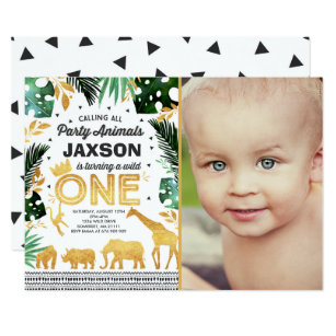 Wild One Birthday Invitation Jungle Animals Party