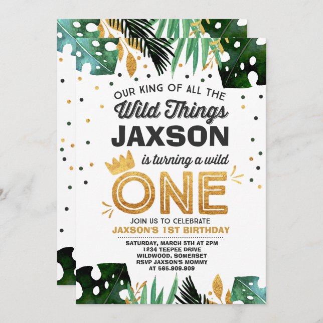 Wild One Birthday Invitation Wild Things Birthday (Front/Back)