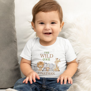 Wild One Birthday Jungle Animals Baby T-Shirt