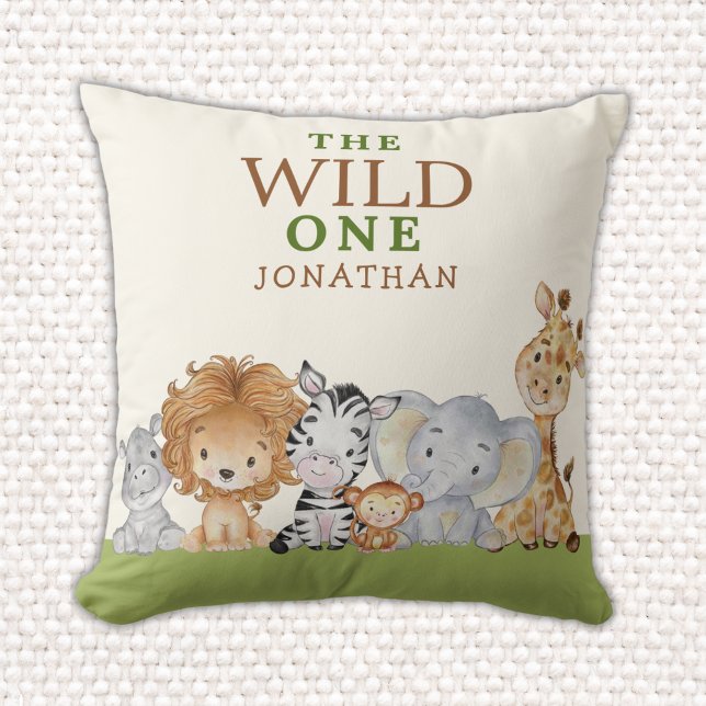 Wild One Birthday Jungle Animals Cushion (Creator Uploaded)
