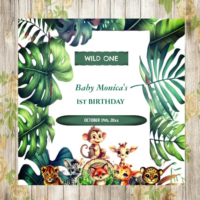 Wild One Birthday Jungle Safari Tropical Leaves Napkin (Wild One Birthday Jungle Safari Tropical Leaves Napkins)