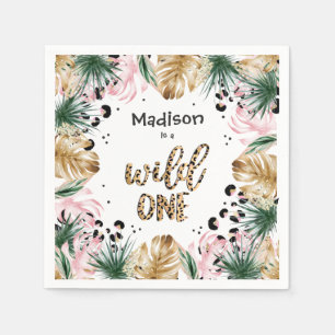 Wild One Birthday Leopard Print Wild Jungle Party Napkin