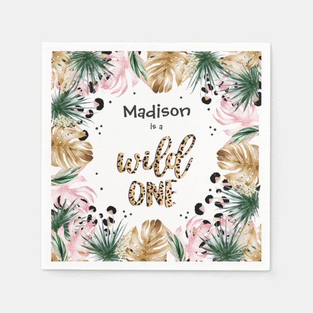 Wild One Birthday Leopard Print Wild Jungle Party  Napkin (Front)
